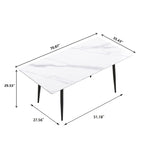79 Mid-Century Rectangle Marble Dining Table Set for 6-8