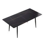 79 Mid-Century Rectangle Marble Dining Table Set for 6-8