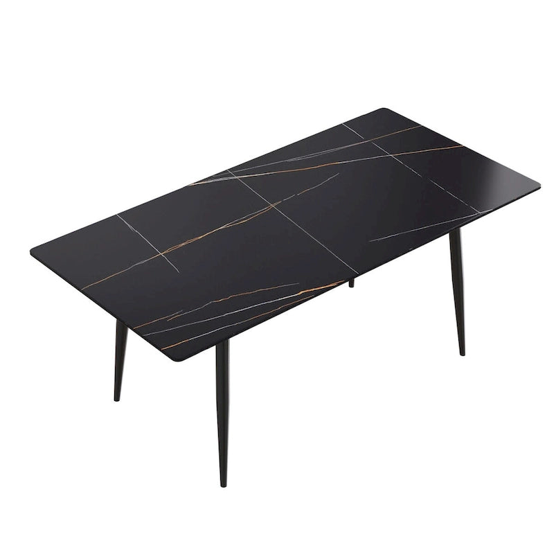 79 Mid-Century Rectangle Marble Dining Table Set for 6-8