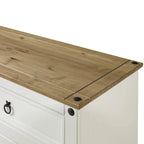 OS Home and Office Furniture Model COW915 Cottage Series Wood Buffet Sideboard in Distressed White