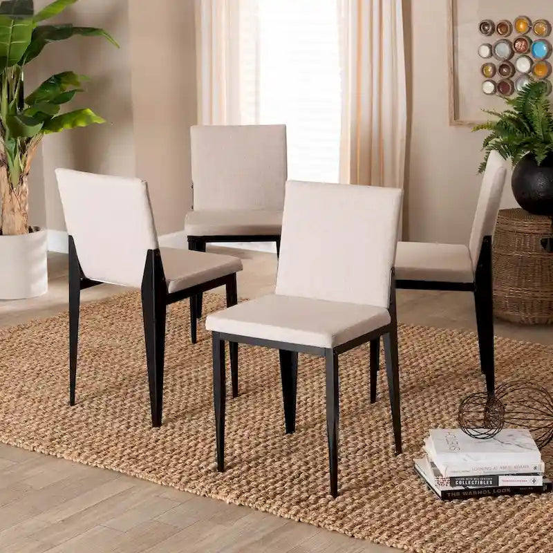 Bishop Industrial Fabric and Metal 4-Piece Dining Chair Set