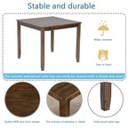 5 Piece Modern Dining Set, Square Wooden Dining Table with 4 Upholstered Chairs for Kitchen, Dining Room