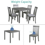 5 Piece Modern Dining Set, Square Wooden Dining Table with 4 Upholstered Chairs for Kitchen, Dining Room