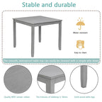 5 Piece Modern Dining Set, Square Wooden Dining Table with 4 Upholstered Chairs for Kitchen, Dining Room