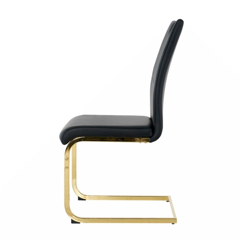 Dining Living Room Chairs Upholstered Chair with gold Metal Legs Design Set of 2