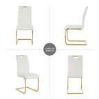 Dining Living Room Chairs Upholstered Chair with gold Metal Legs Design Set of 2