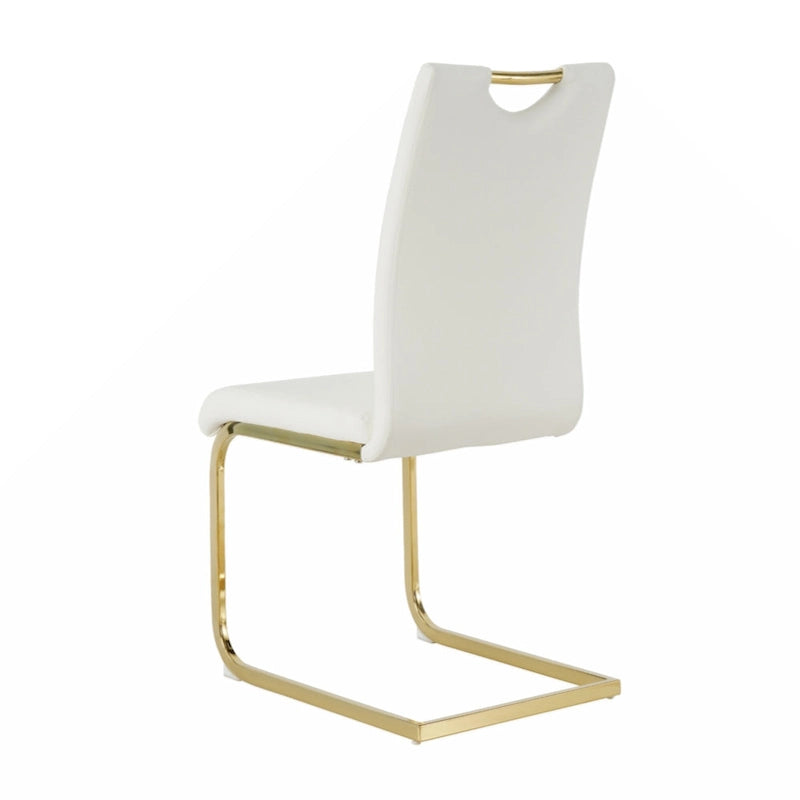 Dining Living Room Chairs Upholstered Chair with gold Metal Legs Design Set of 2