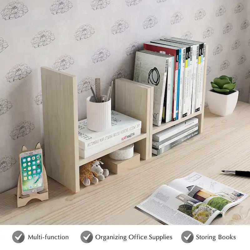 Jerry & Maggie Wooden Desktop Organizer Shelf with Storage