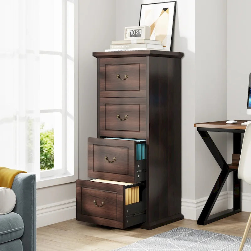 51-Inch Tall 4-Drawer File Cabinet, Wood Vertical Filing Cabinet for A4 /Letter Size