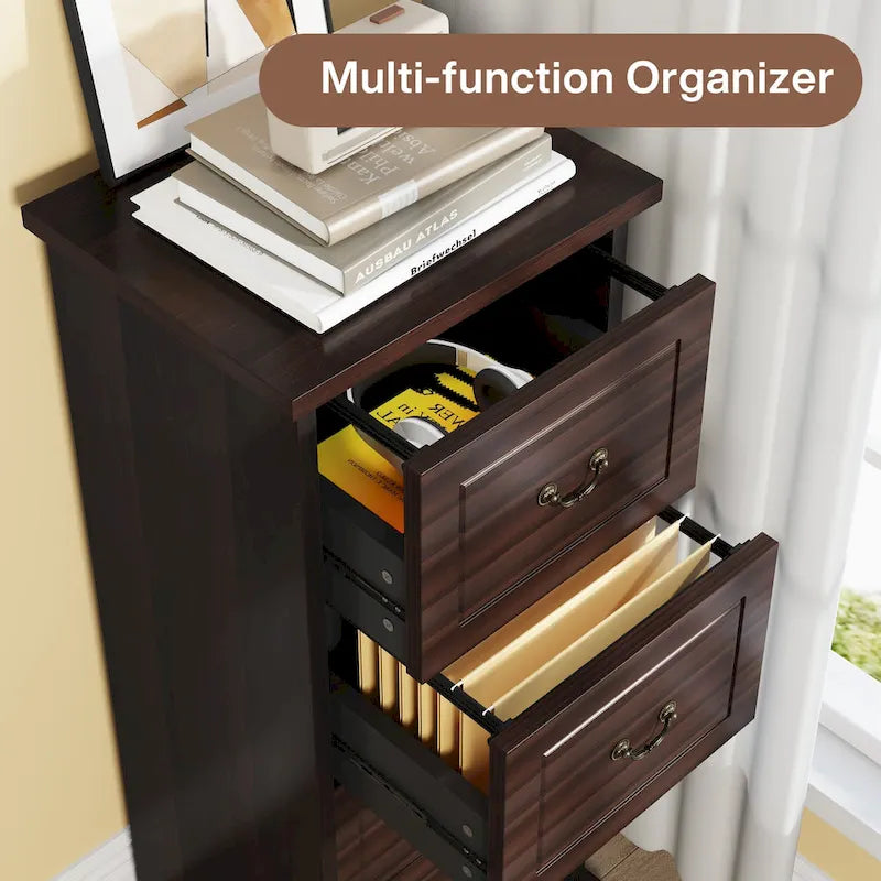 51-Inch Tall 4-Drawer File Cabinet, Wood Vertical Filing Cabinet for A4 /Letter Size