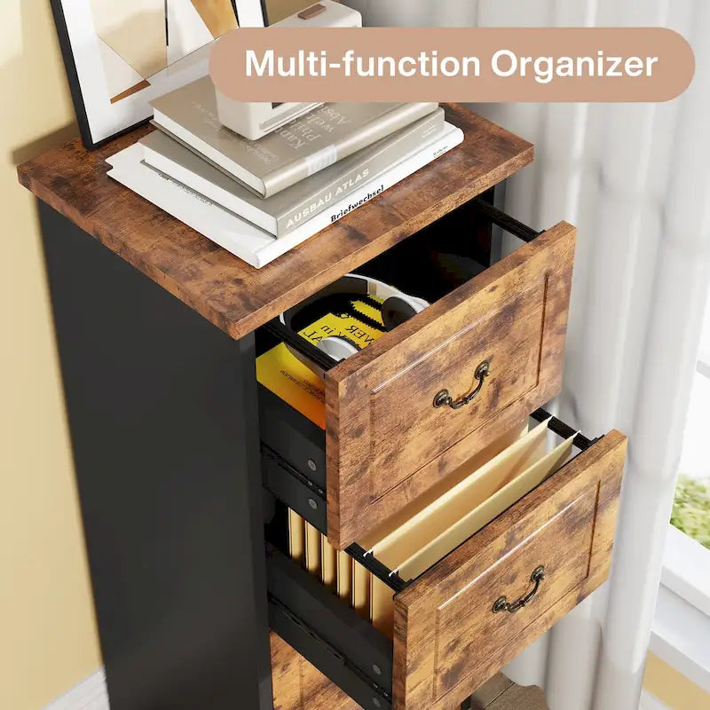 51-Inch Tall 4-Drawer File Cabinet, Wood Vertical Filing Cabinet for A4 /Letter Size