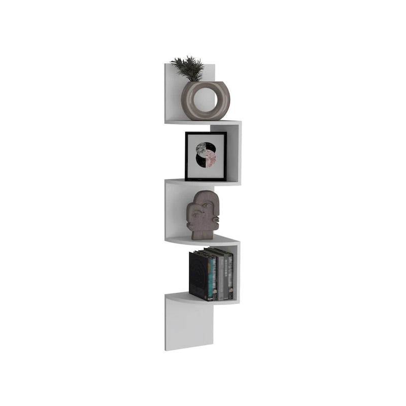 Corner Shelf, Modern Full-Wall Design with Multiple Shelving