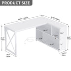 Moasis 55 Reversible L Shaped Desk with Storage Shelves Corner Computer Gaming Desk