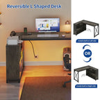 Moasis 55 Reversible L Shaped Desk with Storage Shelves Corner Computer Gaming Desk