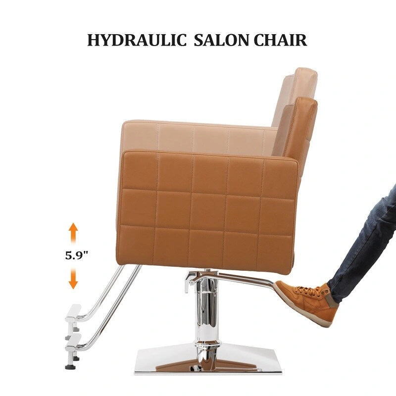 OmySalon PVC leather stainless steel foot operated for Salon Styling Chair, Hair Cutting Hairdressing Beauty Equipment - N/A