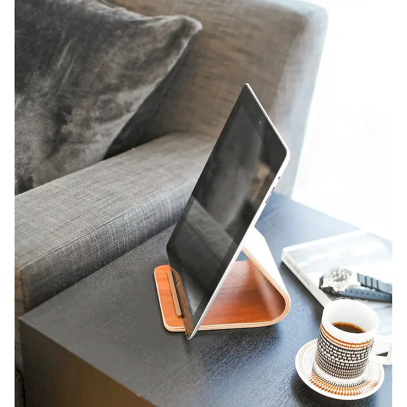Yamazaki Home Tablet Stand, Wood - L 5.51 x W 4.72 x H 4.53 inches