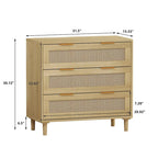 Rattan Storage Cabinet with Three Rattan Drawer