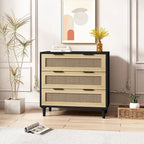 Rattan Storage Cabinet with Three Rattan Drawer