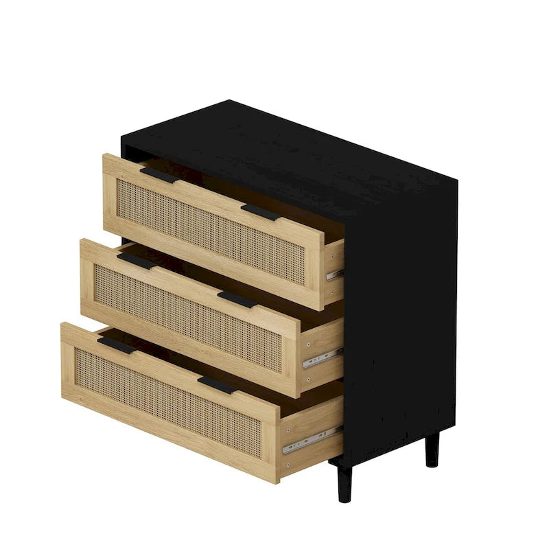 Rattan Storage Cabinet with Three Rattan Drawer