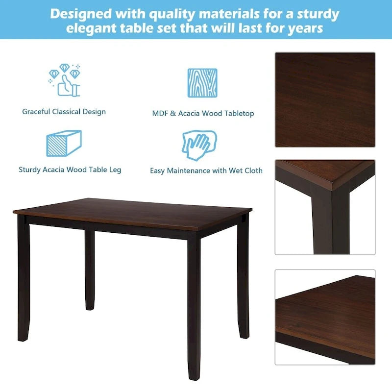 5-Piece Dining Table Set with Chairs, Home Kitchen Table Set