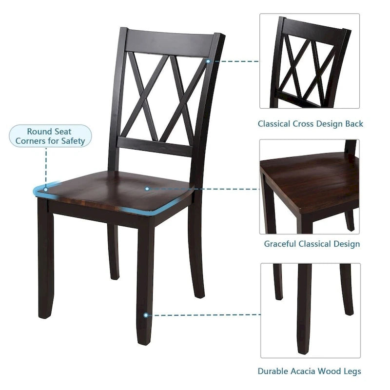 5-Piece Dining Table Set with Chairs, Home Kitchen Table Set