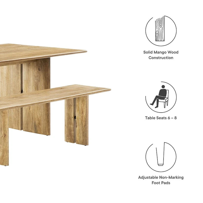 Amistad 72 Wood Dining Table and Bench Set