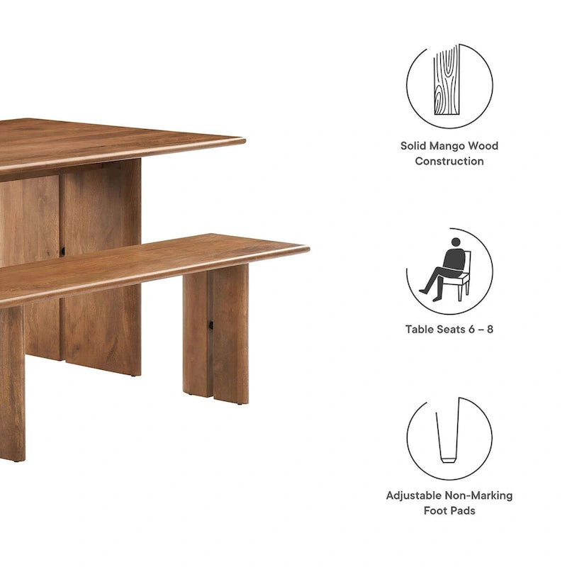 Amistad 72 Wood Dining Table and Bench Set