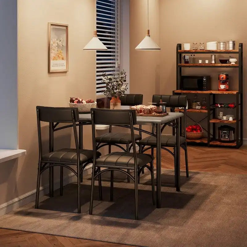 Upholstered dining table and chairs
