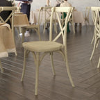 Indoor/Outdoor Commercial Grade Wood Look Resin Cross Back Chair - 19.25W x 19.75D x 35.25H