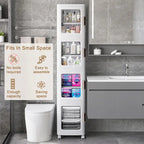 Javlergo 65 Narrow Tall Storage Bin, 4 Tier Foldable Kitchen Storage Cabinet Organizer,Freestanding Kitchen Pantry