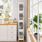 Javlergo 65 Narrow Tall Storage Bin, 4 Tier Foldable Kitchen Storage Cabinet Organizer,Freestanding Kitchen Pantry