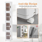 Javlergo 65 Narrow Tall Storage Bin, 4 Tier Foldable Kitchen Storage Cabinet Organizer,Freestanding Kitchen Pantry