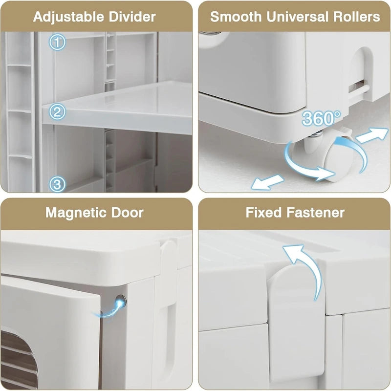 Javlergo 65 Narrow Tall Storage Bin, 4 Tier Foldable Kitchen Storage Cabinet Organizer,Freestanding Kitchen Pantry