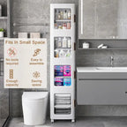 Javlergo 65 Narrow Tall Storage Bin, 4 Tier Foldable Kitchen Storage Cabinet Organizer,Freestanding Kitchen Pantry