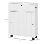 kleankin Toilet Paper Cabinet, Slim Bathroom Cabinet with 4 Rolling Wheels, Small Bathroom Storage Cabinet with Paper Holes