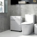kleankin Toilet Paper Cabinet, Slim Bathroom Cabinet with 4 Rolling Wheels, Small Bathroom Storage Cabinet with Paper Holes