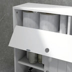 kleankin Toilet Paper Cabinet, Slim Bathroom Cabinet with 4 Rolling Wheels, Small Bathroom Storage Cabinet with Paper Holes