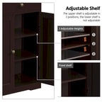 Yaheetech Bathroom Storage Cabinet Free-Standing Floor Cabinet With 4 Drawers and 2 Doors - N/A