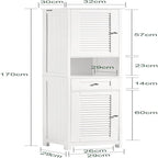White Tall Bathroom Storage Cabinet with Shelves and Drawers