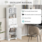 68 Tall Freestanding Bathroom Cabinet with 3 Drawers and Adjustable Shelves