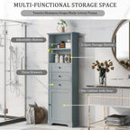 68 Tall Freestanding Bathroom Cabinet with 3 Drawers and Adjustable Shelves