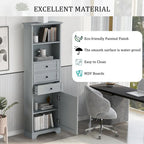 68 Tall Freestanding Bathroom Cabinet with 3 Drawers and Adjustable Shelves