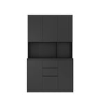 Kitchen Pantry Cabinet with Microwave Stand and 2 Drawers, Freestanding Buffet Cupboards Sideboard with Charging Station