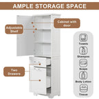 20 in. W x 13 in. D x 68.1 in. H Linen Cabinet with 2-Different Size Drawers and Adjustable Shelf