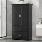 Tall Bathroom Storage Cabinet with 2 Doors, 2 Drawers & Adjustable Shelf