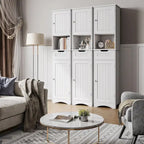 Freestanding Narrow Tall Bathroom Storage Cabinet with Adjustable Shelves, Door and Open Shelves