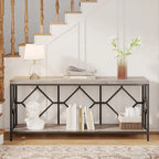 70.9 Inch Sofa Console Table with Open Storage Shelf, Industrial Narrow Extra Long Sofa Tables Entry Table Behind Couch Table