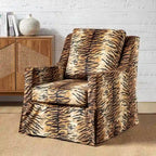 Stan Farmhouse Slipcover Rocking Swivel Chair by 