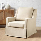 Stan Farmhouse Slipcover Rocking Swivel Chair by
