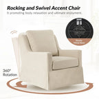Stan Farmhouse Slipcover Rocking Swivel Chair by